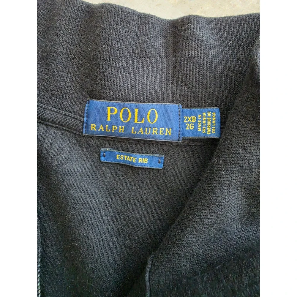 Polo Ralph Lauren Estate Rib Quarter Zip Pony Pullover Black Cotton Mens 2XL/2XB